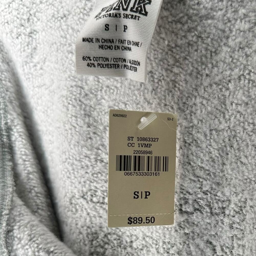 VICTORIAS SECRET VS PINK Gray Sequin Hooded Sweatshirt Women's‎ Size Small NWT - Picture 6 of 7